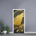 Golden Bohemian Howling Wolf Print Door Sticker