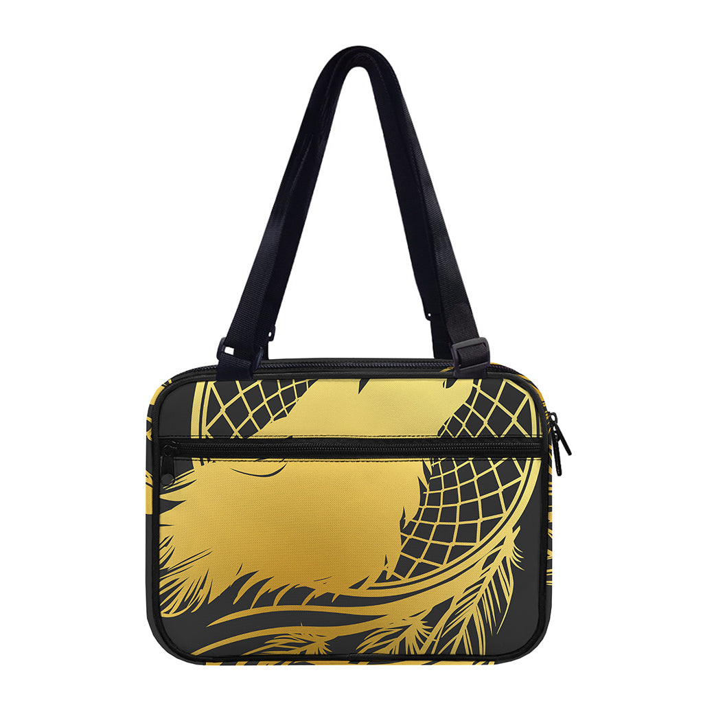 Golden Bohemian Howling Wolf Print Double Strap Bible Bag