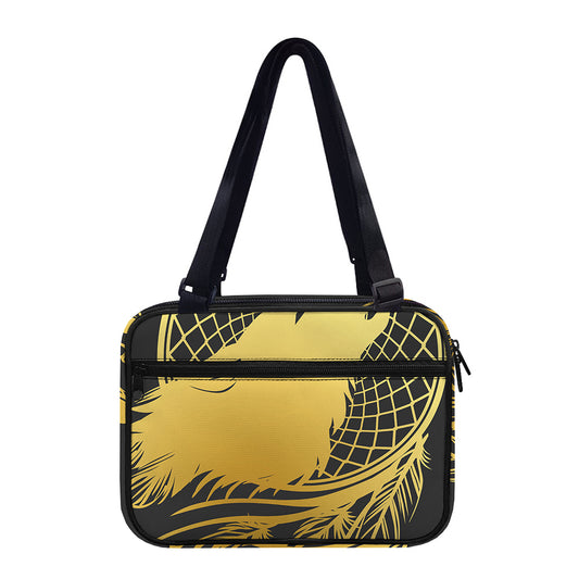 Golden Bohemian Howling Wolf Print Double Strap Bible Bag