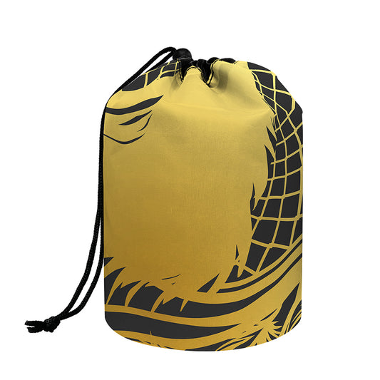 Golden Bohemian Howling Wolf Print Drawstring Makeup Bag