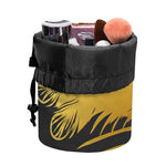 Golden Bohemian Howling Wolf Print Drawstring Makeup Bag