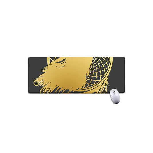 Golden Bohemian Howling Wolf Print Extended Mouse Pad