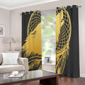 Golden Bohemian Howling Wolf Print Extra Wide Grommet Curtains