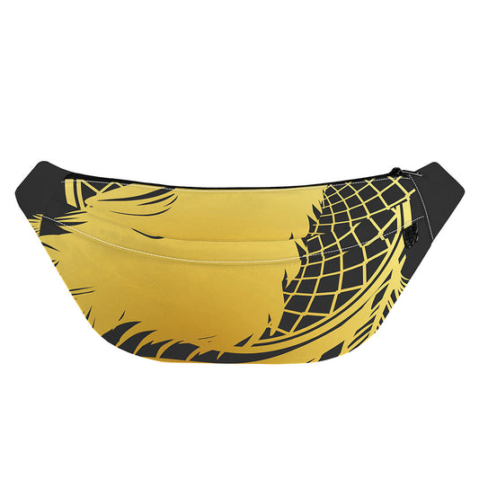 Golden Bohemian Howling Wolf Print Fanny Pack
