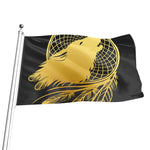 Golden Bohemian Howling Wolf Print Flag