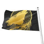 Golden Bohemian Howling Wolf Print Flag