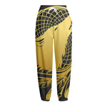 Golden Bohemian Howling Wolf Print Fleece Lined Knit Pants