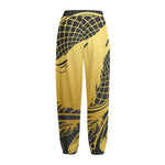 Golden Bohemian Howling Wolf Print Fleece Lined Knit Pants