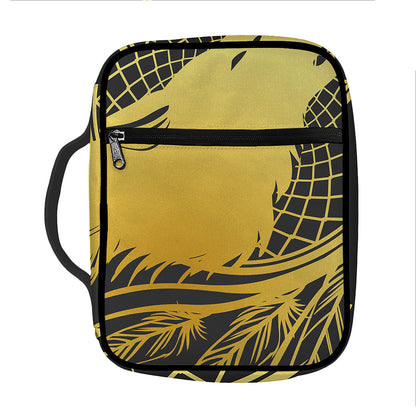Golden Bohemian Howling Wolf Print Front Pocket Bible Bag