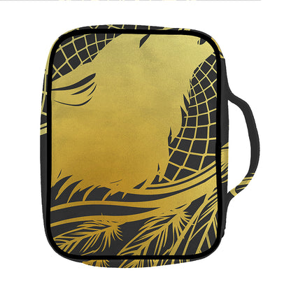 Golden Bohemian Howling Wolf Print Front Pocket Bible Bag
