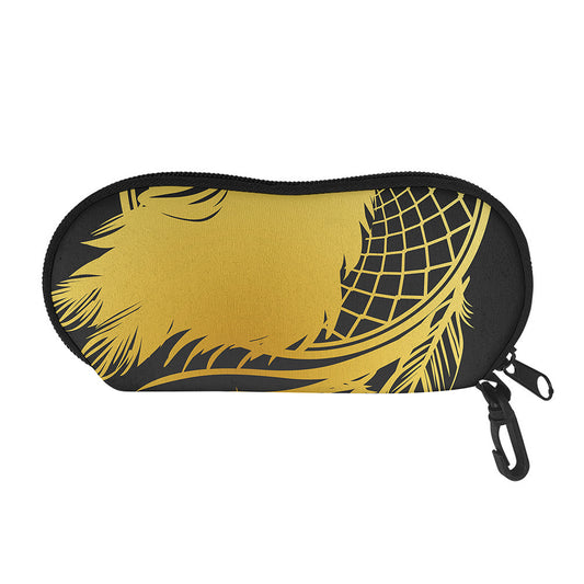 Golden Bohemian Howling Wolf Print Glasses Case