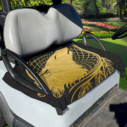 Golden Bohemian Howling Wolf Print Golf Cart Seat Cover