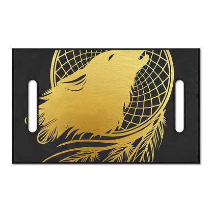 Golden Bohemian Howling Wolf Print Golf Cart Seat Cover