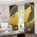 Golden Bohemian Howling Wolf Print Grommet Curtains