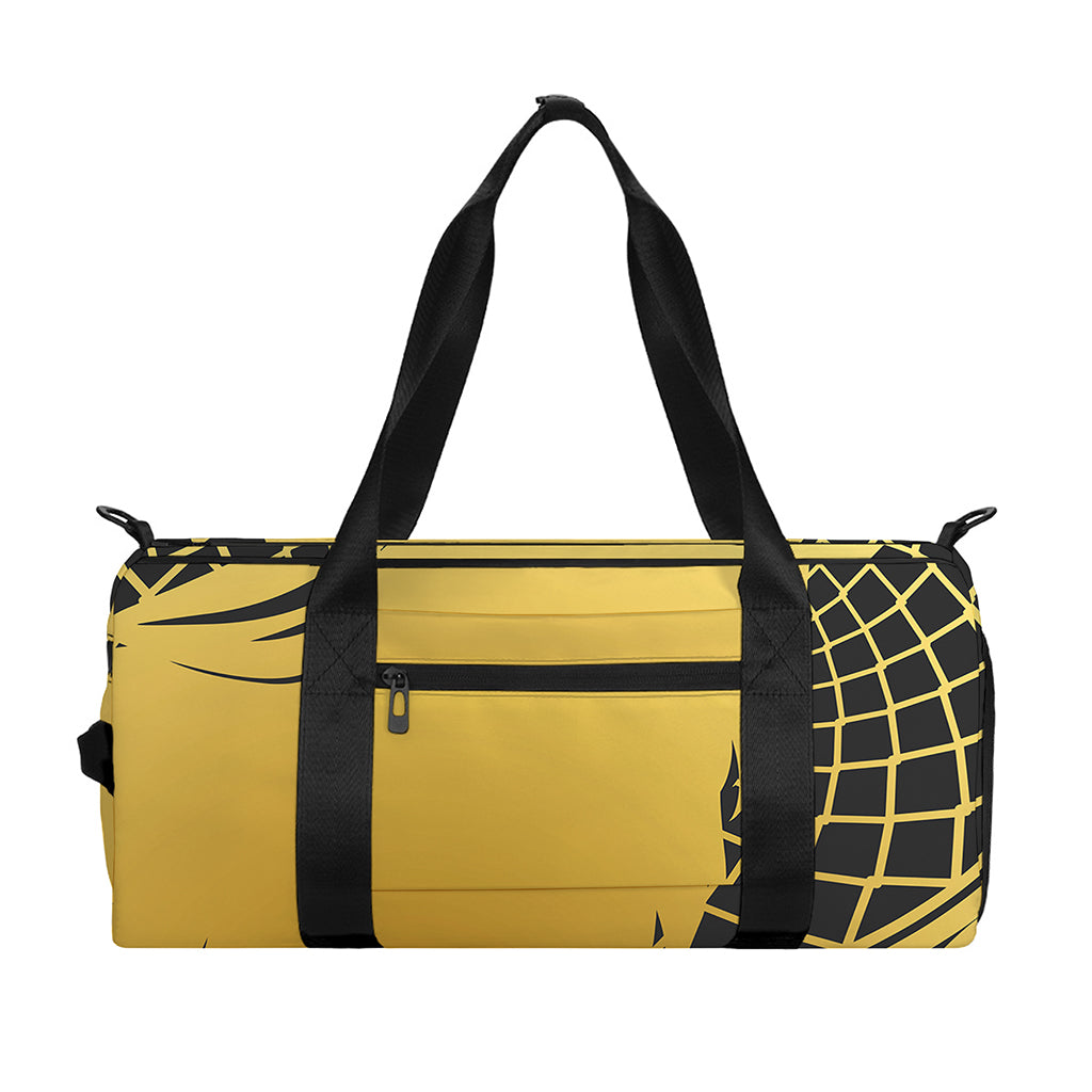 Golden Bohemian Howling Wolf Print Gym Bag