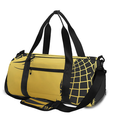Golden Bohemian Howling Wolf Print Gym Bag