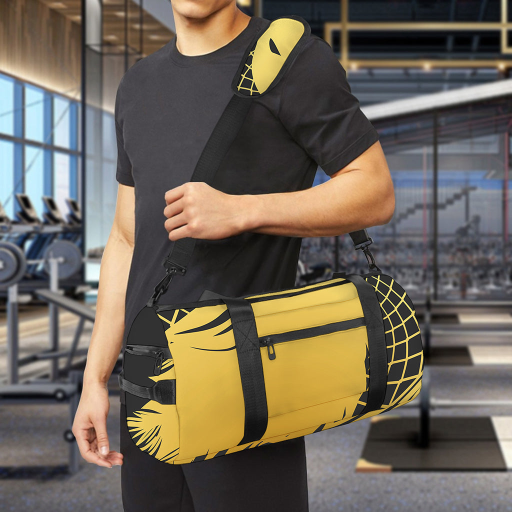 Golden Bohemian Howling Wolf Print Gym Bag