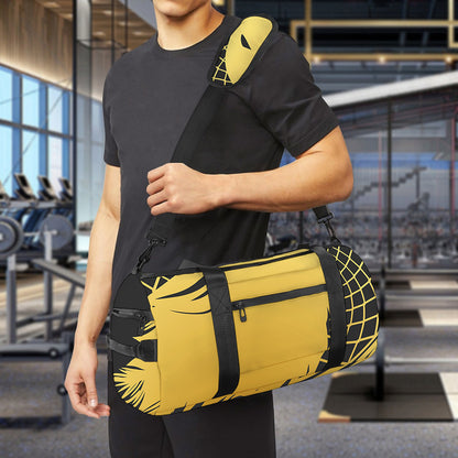 Golden Bohemian Howling Wolf Print Gym Bag