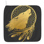 Golden Bohemian Howling Wolf Print Hand Towel