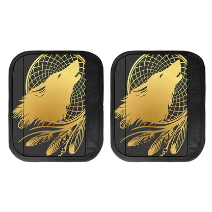 Golden Bohemian Howling Wolf Print Handle Covers