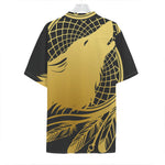 Golden Bohemian Howling Wolf Print Hawaiian Shirt