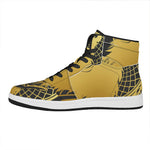 Golden Bohemian Howling Wolf Print High Top Leather Sneakers
