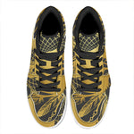 Golden Bohemian Howling Wolf Print High Top Leather Sneakers