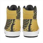Golden Bohemian Howling Wolf Print High Top Leather Sneakers