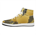 Golden Bohemian Howling Wolf Print High Top Leather Sneakers