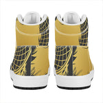 Golden Bohemian Howling Wolf Print High Top Leather Sneakers