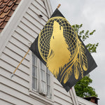 Golden Bohemian Howling Wolf Print House Flag