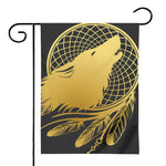 Golden Bohemian Howling Wolf Print House Flag