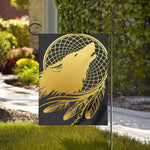 Golden Bohemian Howling Wolf Print House Flag