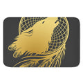 Golden Bohemian Howling Wolf Print Indoor Door Mat