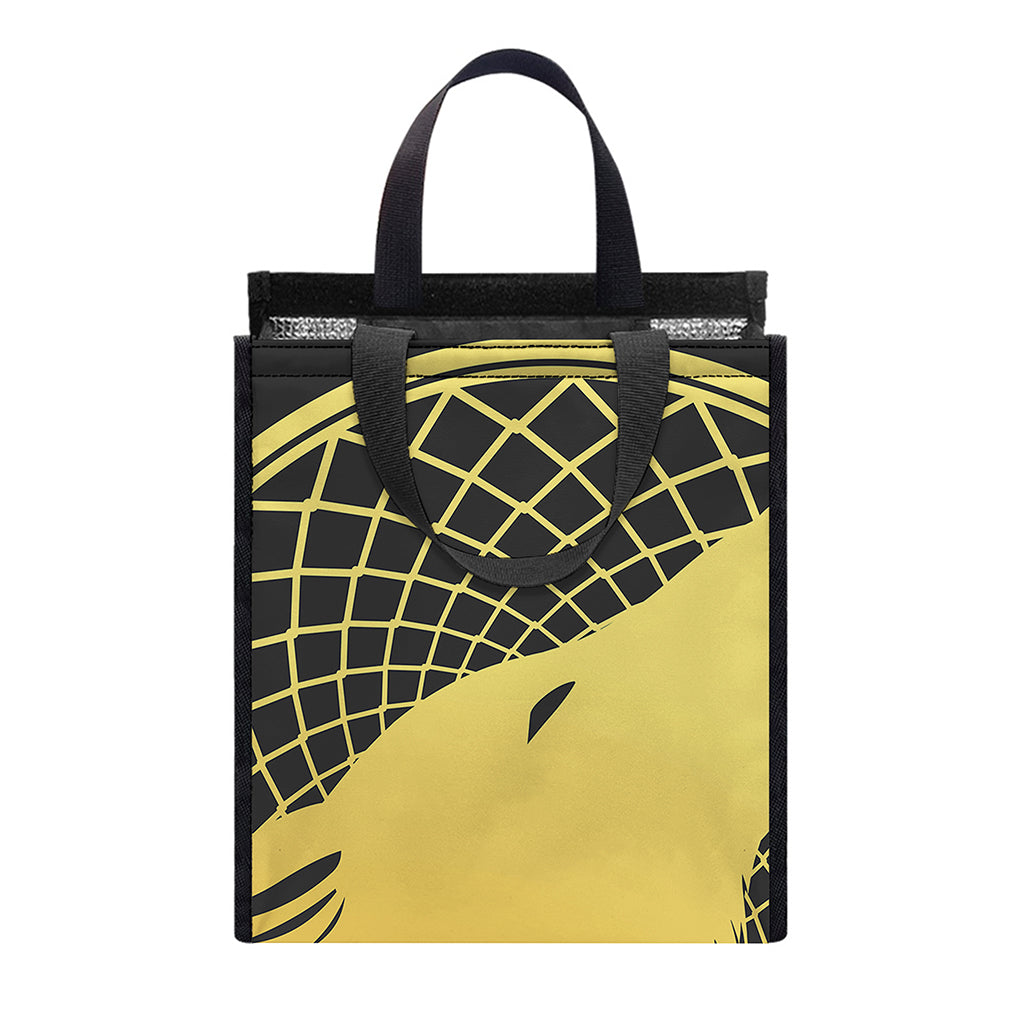 Golden Bohemian Howling Wolf Print Insulated Lunch Tote