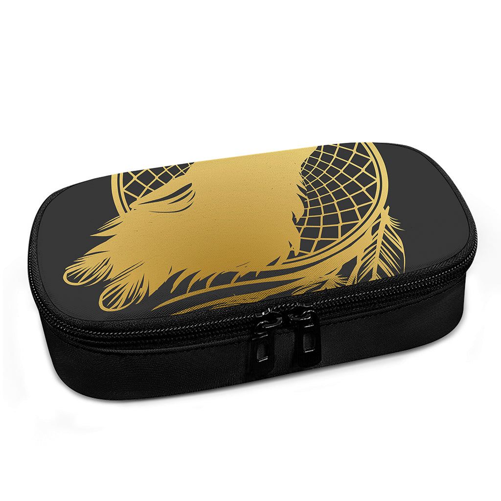 Golden Bohemian Howling Wolf Print Insulin Cooler Travel Case