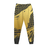 Golden Bohemian Howling Wolf Print Jogger Pants