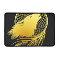 Golden Bohemian Howling Wolf Print Kitchen Mat