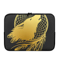 Golden Bohemian Howling Wolf Print Laptop Sleeve