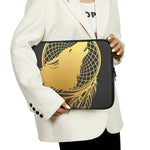 Golden Bohemian Howling Wolf Print Laptop Sleeve