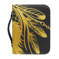 Golden Bohemian Howling Wolf Print Leather Bible Cover
