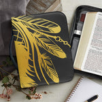 Golden Bohemian Howling Wolf Print Leather Bible Cover