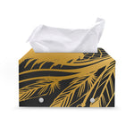 Golden Bohemian Howling Wolf Print Leather Tissue Box Cover