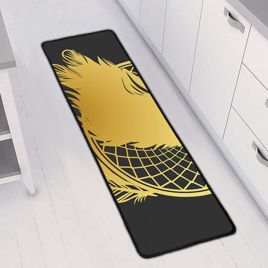 Golden Bohemian Howling Wolf Print Long Kitchen Mat