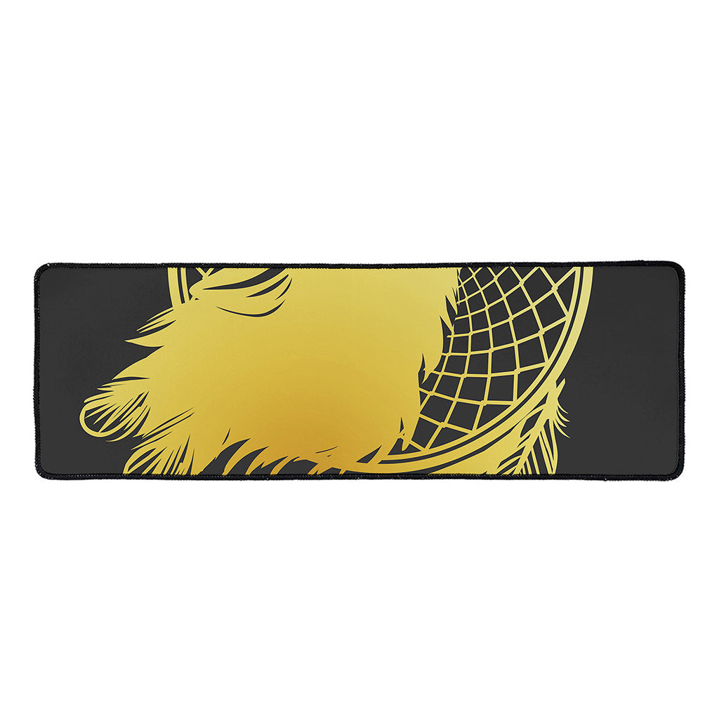 Golden Bohemian Howling Wolf Print Long Kitchen Mat