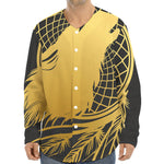 Golden Bohemian Howling Wolf Print Long Sleeve Baseball Jersey