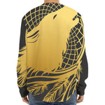 Golden Bohemian Howling Wolf Print Long Sleeve Baseball Jersey