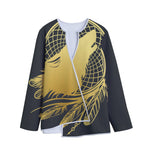 Golden Bohemian Howling Wolf Print Long Sleeve Short Coat