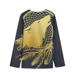 Golden Bohemian Howling Wolf Print Long Sleeve Short Coat