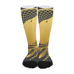 Golden Bohemian Howling Wolf Print Long Socks